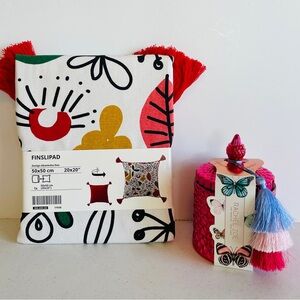 NWT 2 ITEM BUNDLE "IKEA" FINSLIPAD PILLOW COVER + "RACHEL ZOE" DESIGNER CANDLE